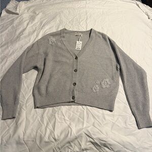Marine Layer Light Gray Floral Cardigan